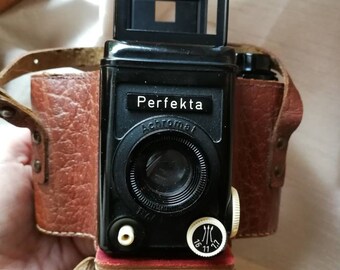 Rheinmetall Perfekta, Perfecta I camera, old Photo camera, vintage camera, 1950s Camera with Case