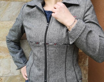 Gray jacket women, gray jacket wool jacket , cool jacket, everyday jacket, Office jacket, Womens office jacket,