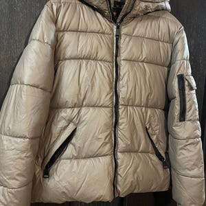 Vintage khaki Jacket, Women&#39;s Size XL Puffer Jacket, Short Winter Jacket, Warm Winter Jacket, Puffa Outdoor Winter Bomber Jacket