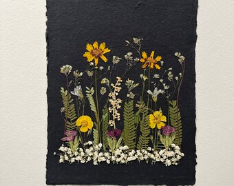 Pressed Flowers - Real Botanical on Black Cotton Paper - Lindas Flores
