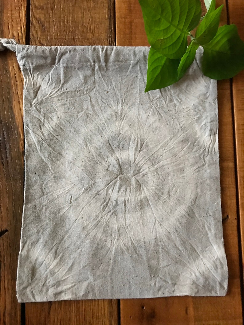 Botanically Dyed Cotton Bag Seaweed Dyed Cotton Bag Shibori Dyed Double Drawstring Cotton Bag Shibori Technique