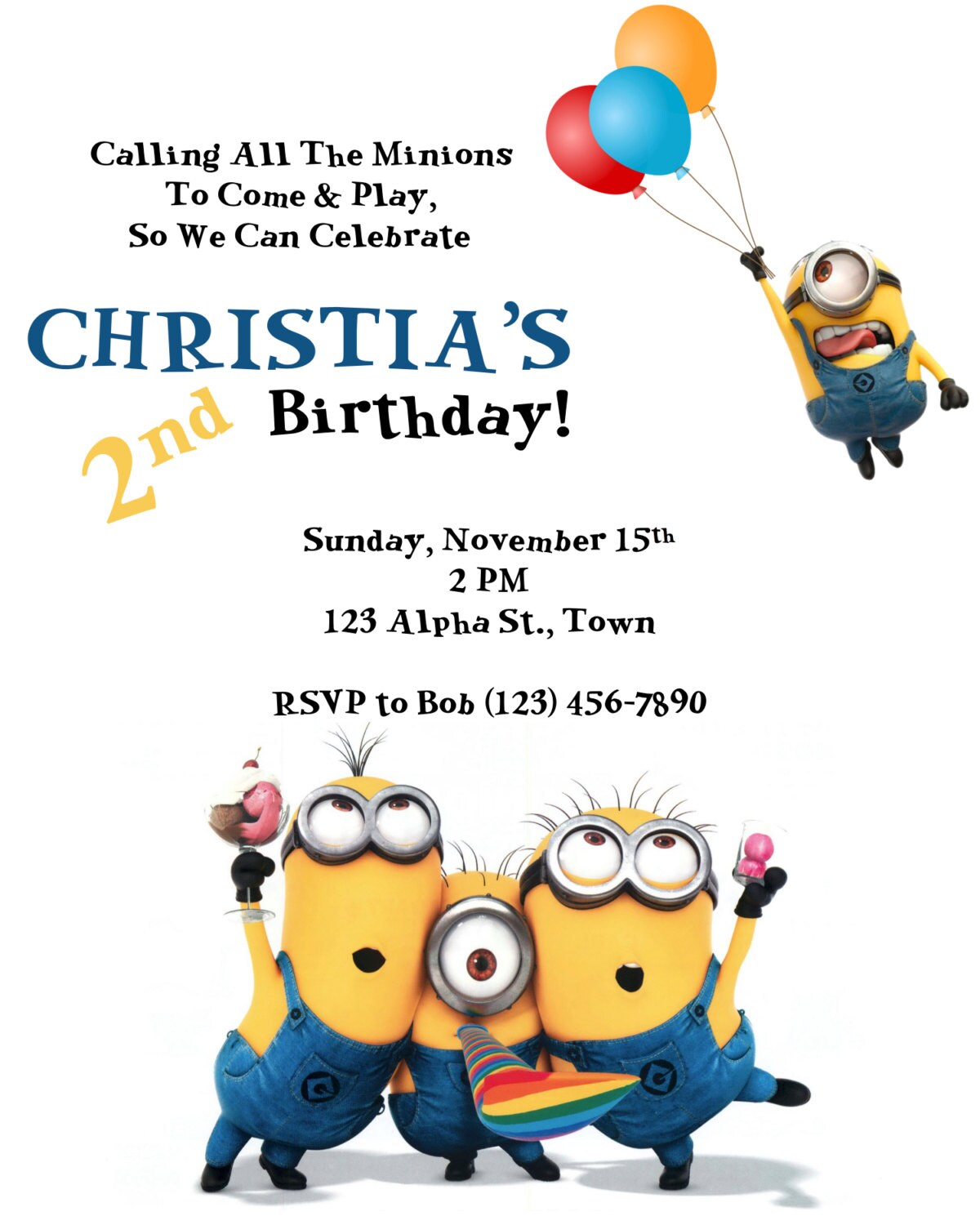 Minion Birthday Invitation | Etsy