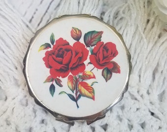 Antique Rose Mirror Comapct made in Japan