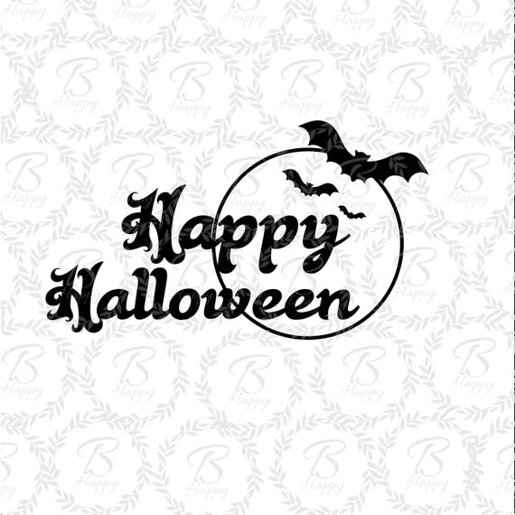 Download Happy Halloween svg bat svg moon svg halloween card | Etsy