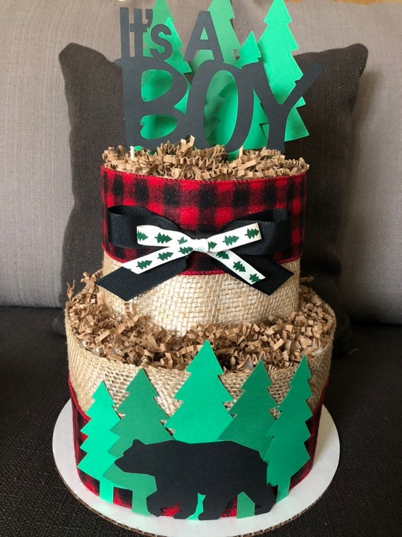 buffalo plaid diaper cake