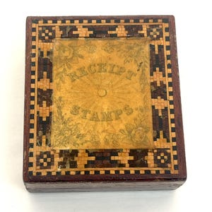 Caja de sellos victoriana de Tunbridge Ware