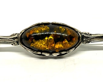 Silver & Amber Brooch