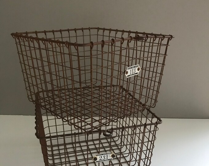 Vintage Metal Locker Basket Etsy