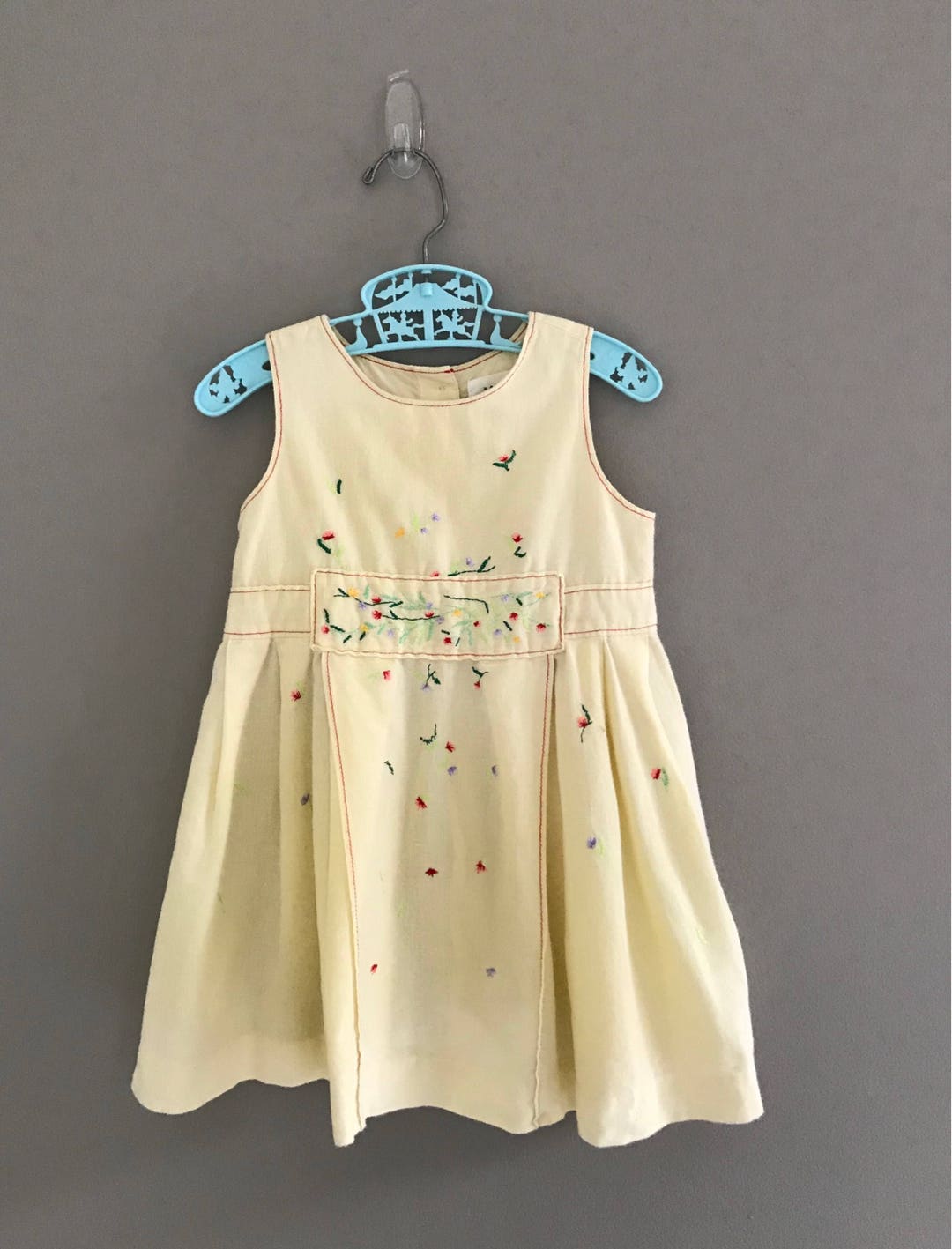 Size 1218 Months Vintage Yellow Sleeveless Baby Dress, Spring Easter