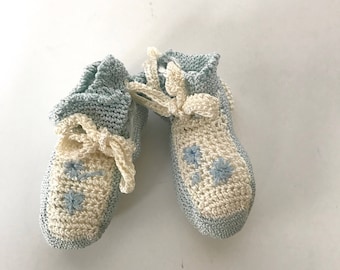 Vintage Crocheted Baby Booties, Crib Shoes