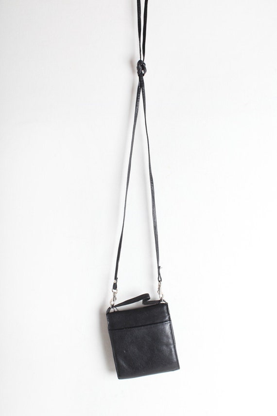 Vintage Small Black Leather Crossbody Purse, Mini… - image 4