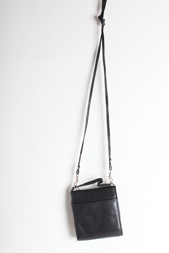 Vintage Small Black Leather Crossbody Purse, Mini… - image 3