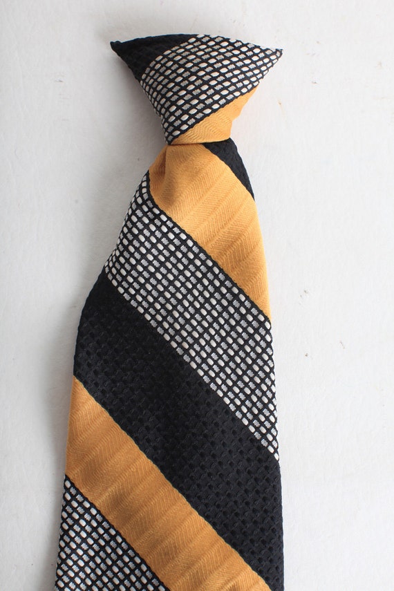 Vintage Clip On Tie, Boys Neckwear, Striped Tie, … - image 1