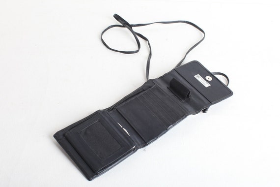 Vintage Small Black Leather Crossbody Purse, Mini… - image 2