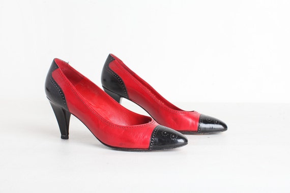 Leather Wingtip Heels - Etsy