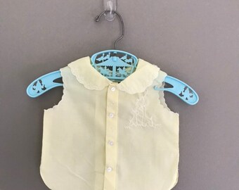 Size Newborn-3 month Baby Girl Shirt, Embroidered Yellow baby Top