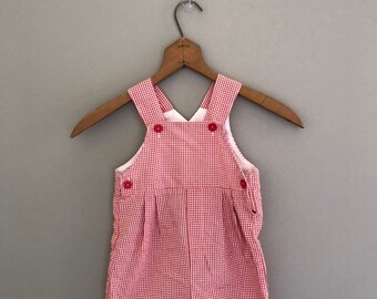Size 18 Months Vintage Red and White One Piece Romper