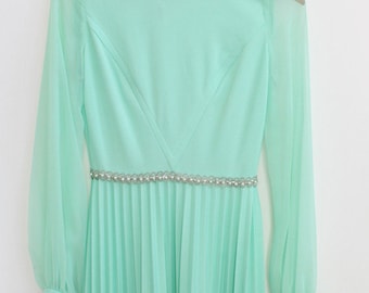 knee length dresses for ladies PLEATED LONG SLEEVE WAIST TIE MAXI DRESS – JULIA JORDAN main image 1