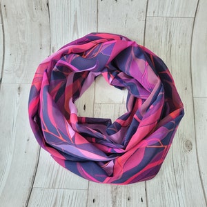 Berry Australian gum Leaf, Chiffon scarf, Mothers day gift,  Infinity Scarf, Australian Made Gift, Summer scarf, plum, purple