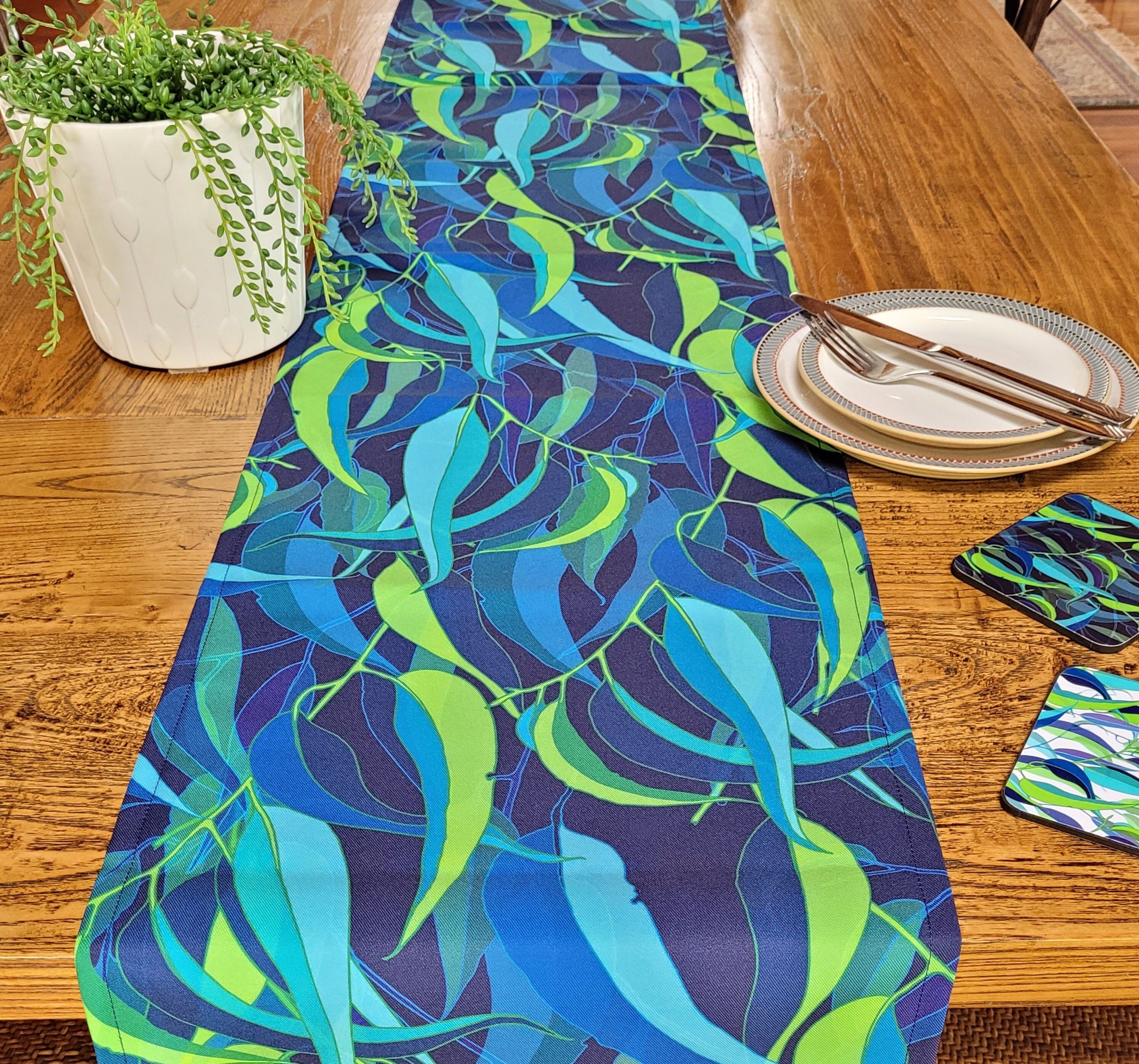 Table Runner Gum Leaf Australian Native Flora Outdoor Etsy Australia