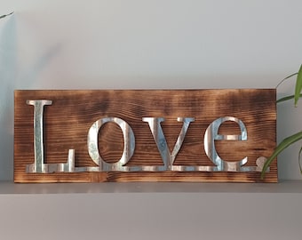 Rustic Corrugated farmhouse Love sign