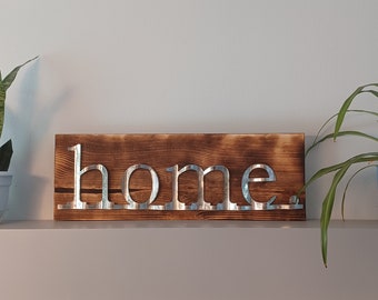 Rustic corrugated farmhouse Home sign