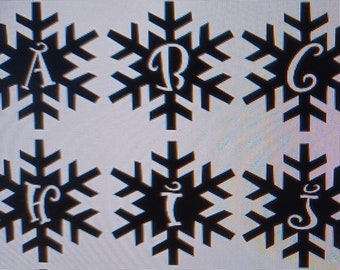 Snowflake Christmas ornament DXF & SVG files with letter for plasma/laser CNC