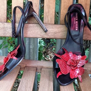 Red snakeskin sandals hotsell