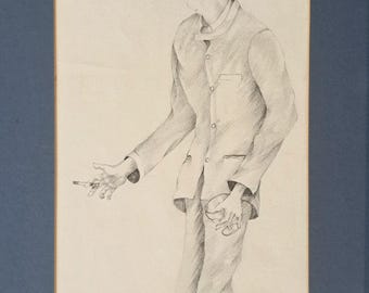 Pencil Drawing Titled The Art Dealer, Figurative Art