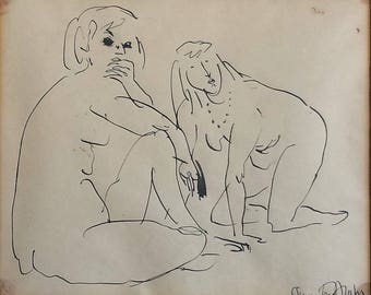 Sir Quentin Blake CBE RDI HRWS ( Geboren 1939) Weibliche Figuren Signierte Originale Federzeichnung