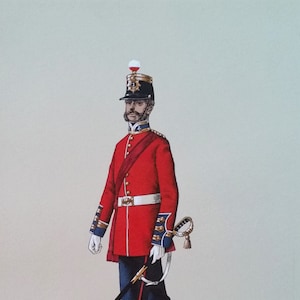 The Royal Regiment, Royal Scots Historic 1864 Soldier Military Watercolour Painting Signed By Artist W. A. Mann. Anniversary gift