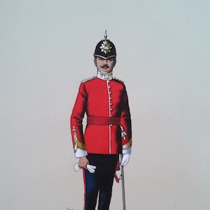 British Military, Essex Regiment Circa 1914 Soldier Watercolour Painting Signed By Artist W. A. Mann, Full dress uniform, anniversary gift