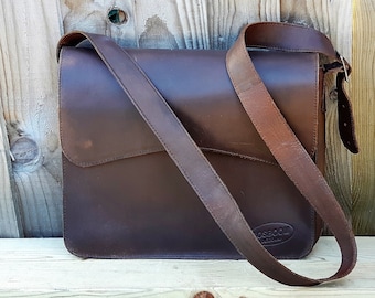 Brown leather Satchel Messenger, Bosboom Outbound Cross body Saddle Bag,