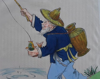 Angeln (Chinesisch) Karikatur Original