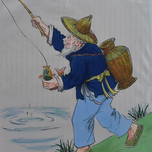 Pêche (chinois) Caricature Original