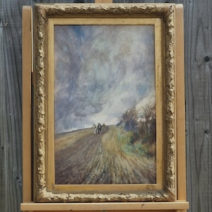 Clydesdale Horses Under Harness And Collar, Plowing, Antique 19th Century Original Watercolour, Artist Edward G. Hobley ARCA (1866-1916)