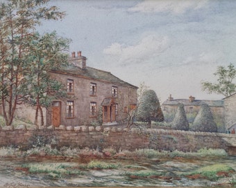 Acuarela original inglesa de paisaje, estilo británico moderno, del artista Arthur Knowles.