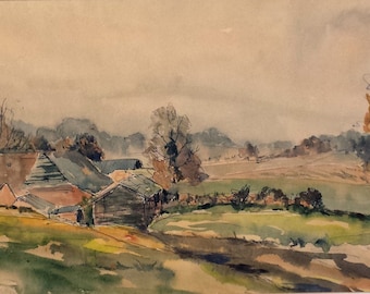 抽象的な鳥の水彩画：サイン入りオリジナルアート（12x10インチ