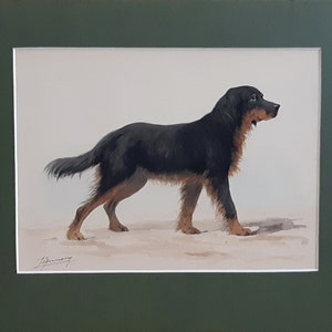 Hovawart German Working Breed Dog, Original Watercolour Painting Signed By The Artist image 1