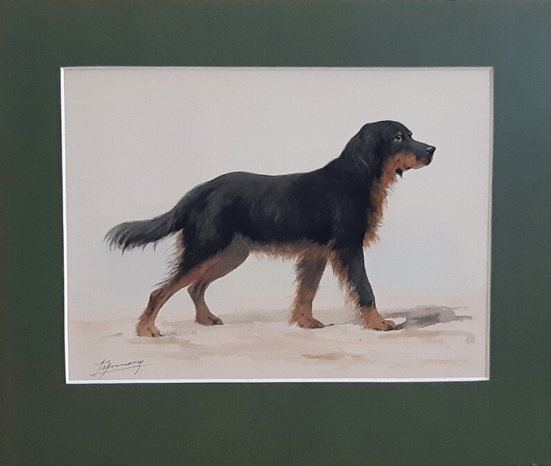 Hovawart German Working Breed Dog, Original Watercolour Painting Signed By The Artist image 1