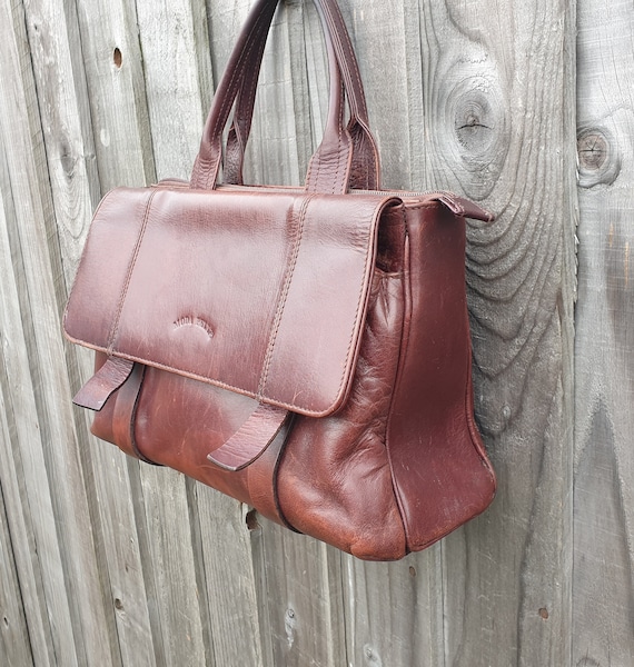 Moda Pelle Chestnut Brown Leather Satchel Bag, To… - image 2