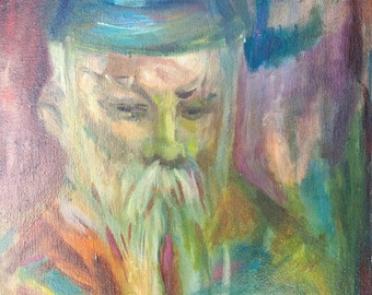 Original Oil Portrait Of Chinese Scholarly, Mature Man On Canvas Mounted On Board.