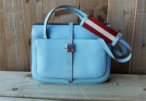baby blue leather purse
