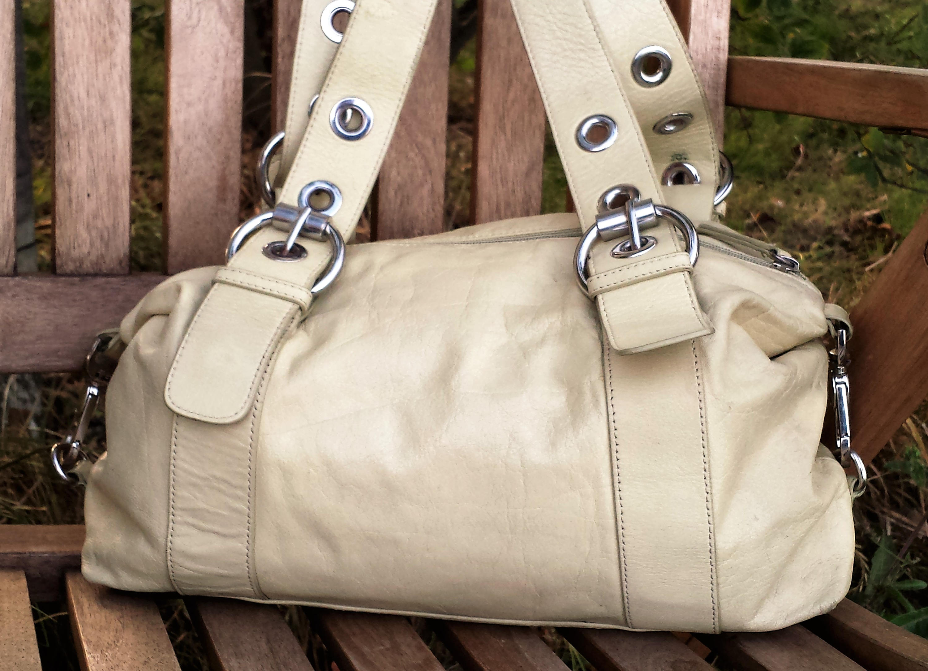 Tula Leather Satchel Shoulder Bag, Pale Yellow / Cream Tula Leather Satchel Shoulder Bag, Pale Yellow / Cream