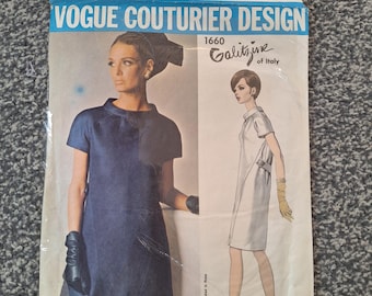 Vintage 60s Vogue Couturier Design sewing Pattern 1660 - Galitzine of Italy - original used 1966