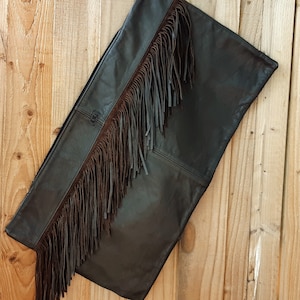 Estojo extra grande de couro com franjas, bolsa de viagem.