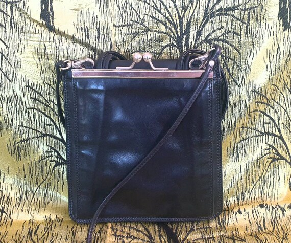Francesco Biasia Black leather designer purse, cr… - image 3