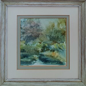 Sheffield Park, East Sussex, English Original Watercolour Landscape, English Summer Garden Painting, Framed Miniature  Painting by A Milner