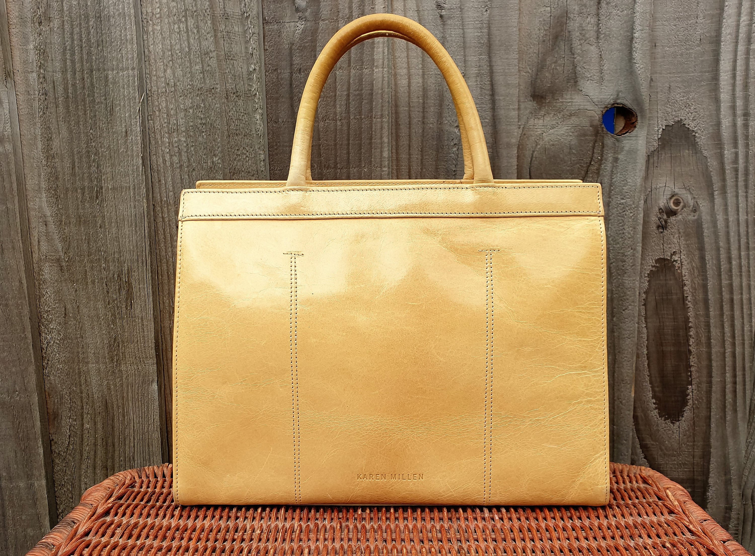 Karen Millen Leather Grab Bag Pale Beige Sand Smooth Leather Top Handle Purse Etsy UK