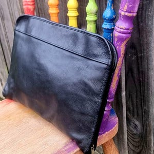Tula Montana Thick Black Leather A4 Document Wallet, Laptop Case, Folder Briefcase